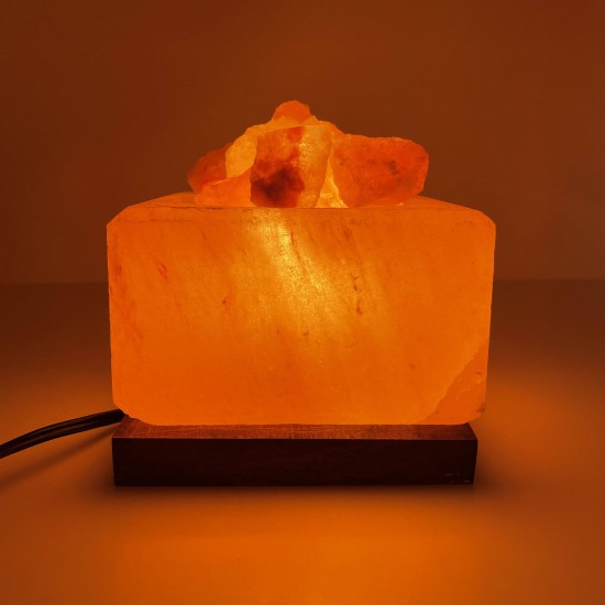 Square Fire Bowl With Chunks of Salt Square Fire Bowl With Chunks of Salt