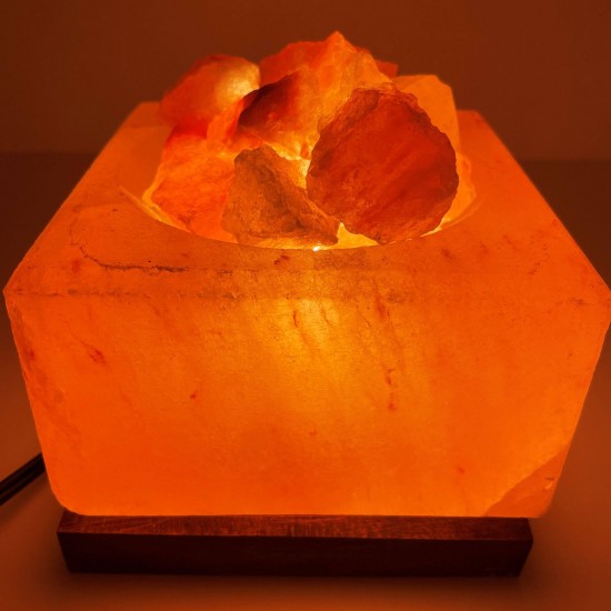 Square Fire Bowl With Chunks of Salt Square Fire Bowl With Chunks of Salt